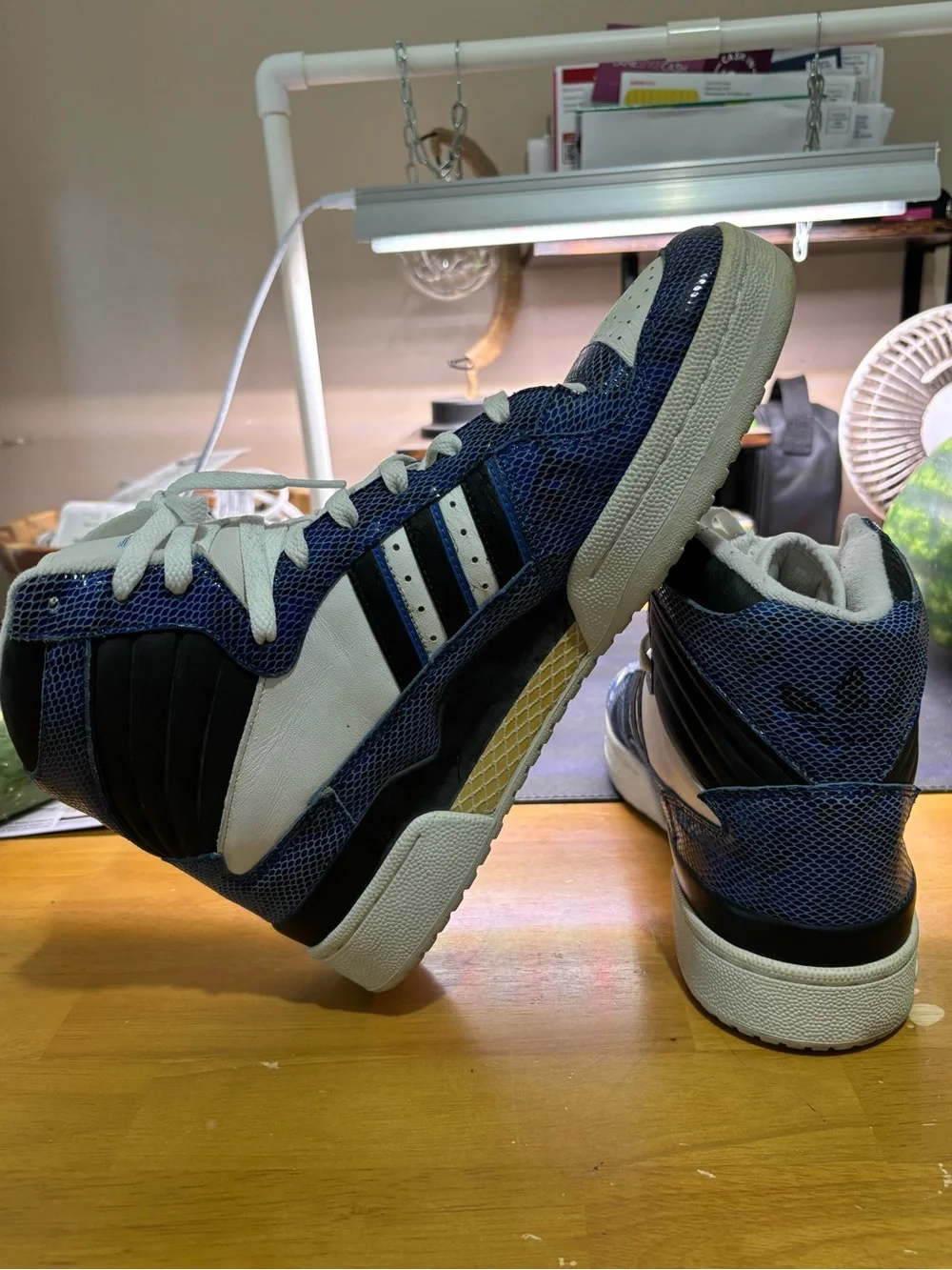 ADIDAS RUN-DMC FLEETWOOD HIGH TOP SNAKESKIN LEATHER SNEAKERS MENS.